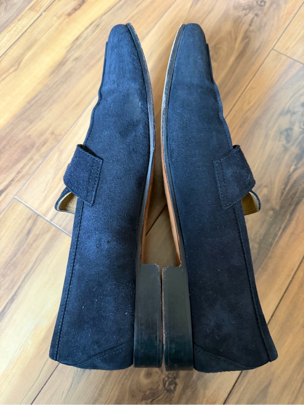 John W. Nordstrom Men's Navy Suede Penny Loafers - Classic Slip-On Style - Picture 6 of 7